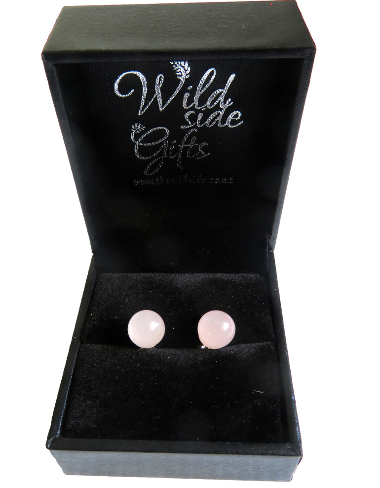 Rose Quartz Stud Earrings 8mm