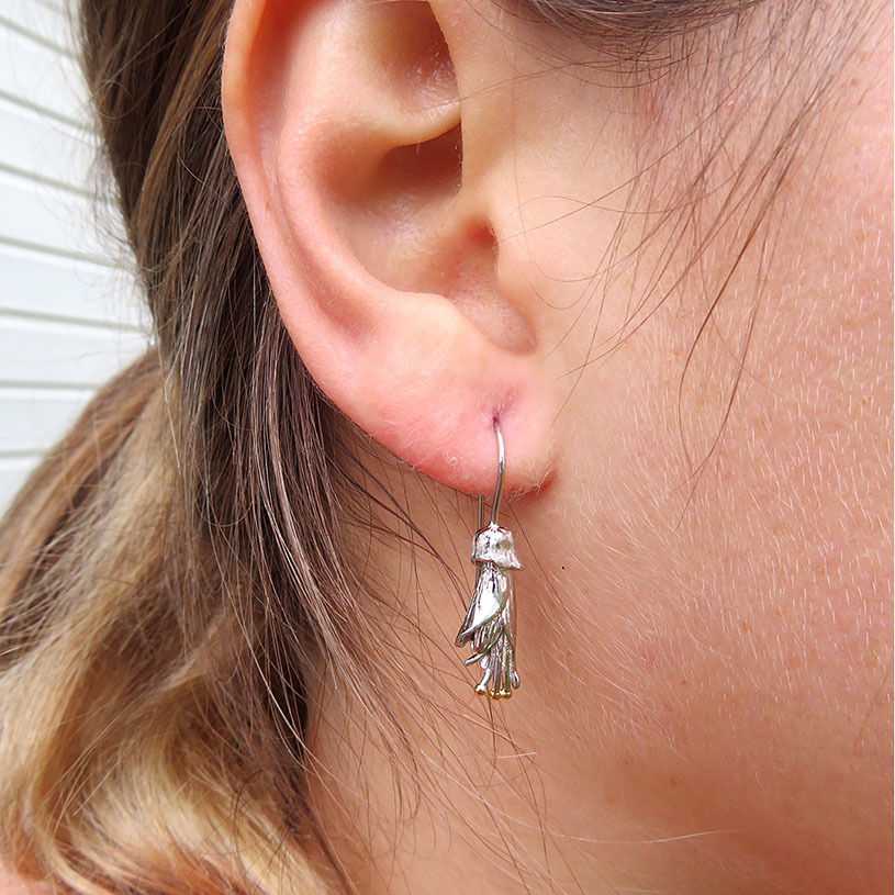 XP41 Sterling Silver Kowhai flower drop earrings