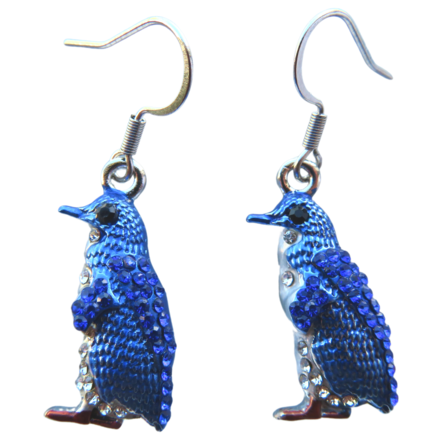Blue Penguin Drop Earrings