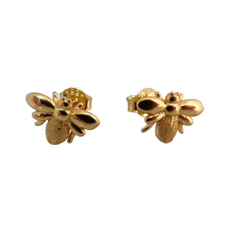 XP26 Gold Plated Sterling Silver Bee Stud Earrings