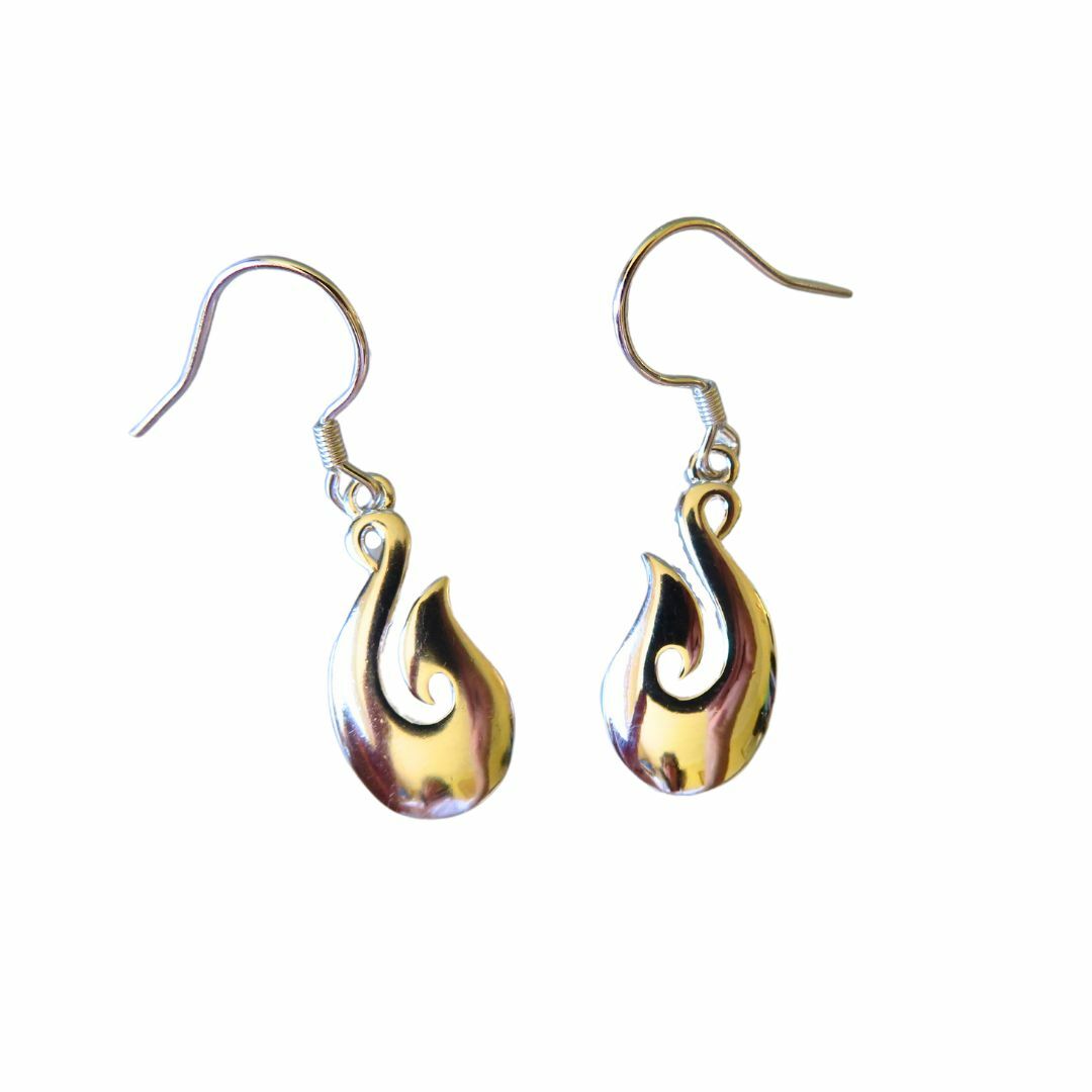 XP105 Fishing Hook or Matau Sterling Silver Earrings