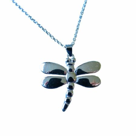 Dragonfly Pendant Solid Sterling Silver on sterling silver chain