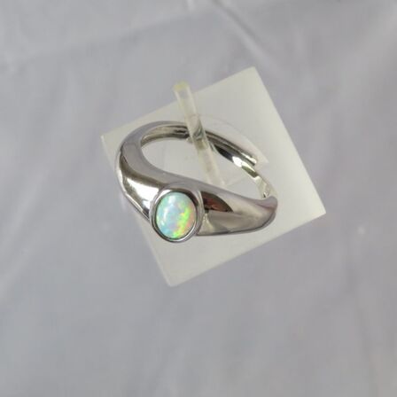 Opal Wave Ring Silver PVD on stainless steel adjustable ring