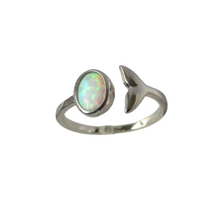 Whale Tail Opal Adjustable Ring