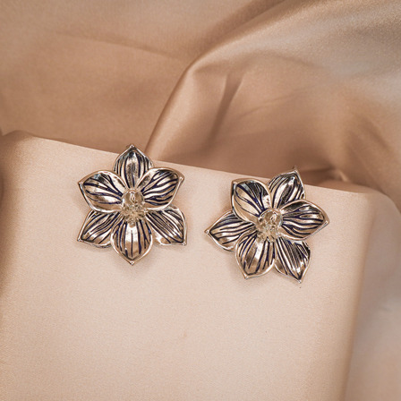 Sun Orchid Enamel Flower Earrings