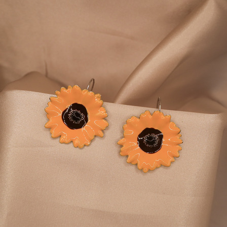Sunflower Enamel Earrings