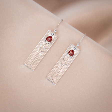 Waratah Sterling Silver Drop Earrings