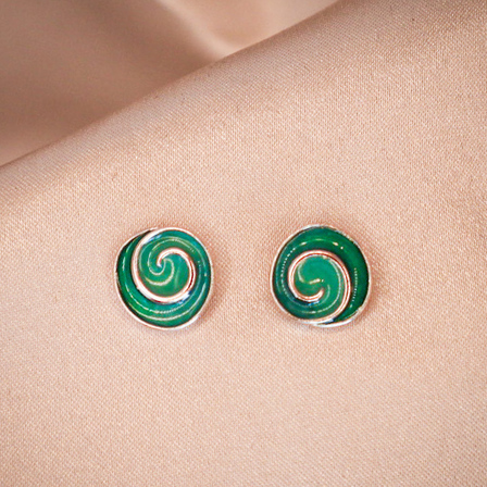 Sterling Silver Enamel Spiral Stud Earrings