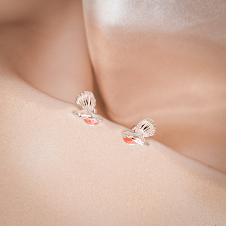 Sterling Silver Enamel Fantail Stud Earrings