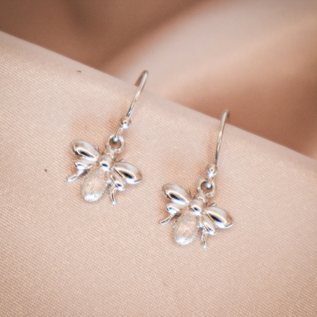 Honey Bee Sterling Silver Drop Earrings